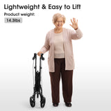 3-Wheel Rolling Walker for Seniors Foldable Rollator Walker with Basket & Tray, 300Lbs Weight Capacity, Height Adjustable, Black