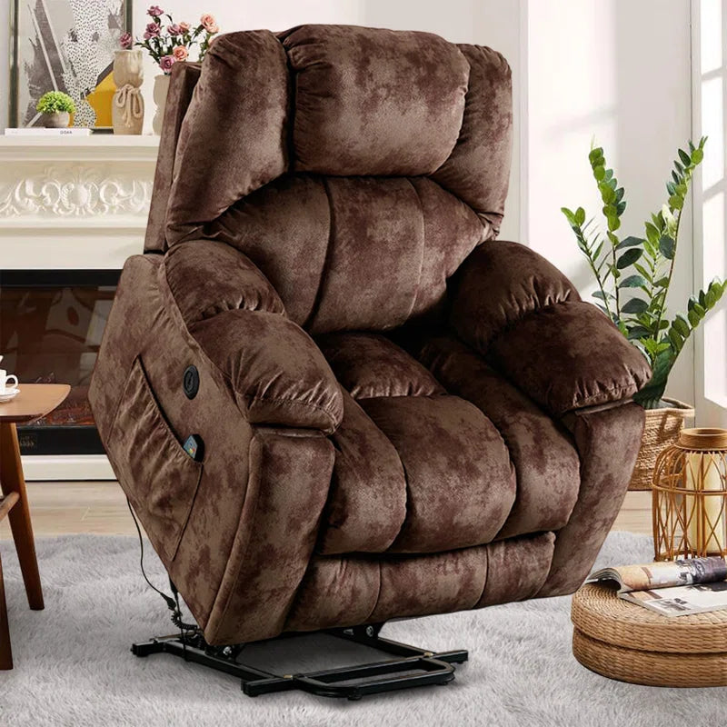 40.6" W Oversize Big Man Power Lift Assist Recliner Chair with Massage & Heating & Dual Cupholders & USB