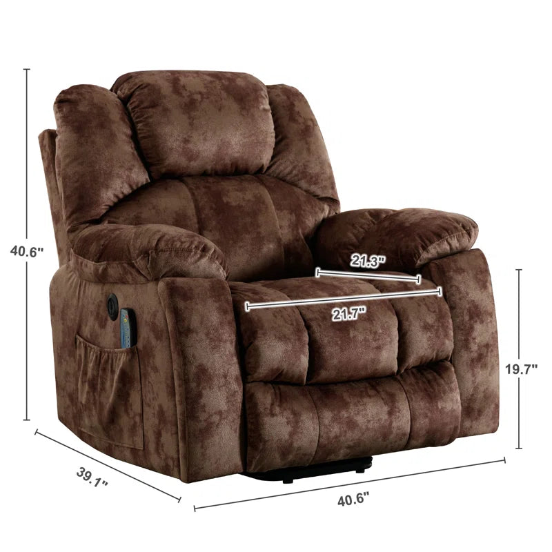 40.6" W Oversize Big Man Power Lift Assist Recliner Chair with Massage & Heating & Dual Cupholders & USB