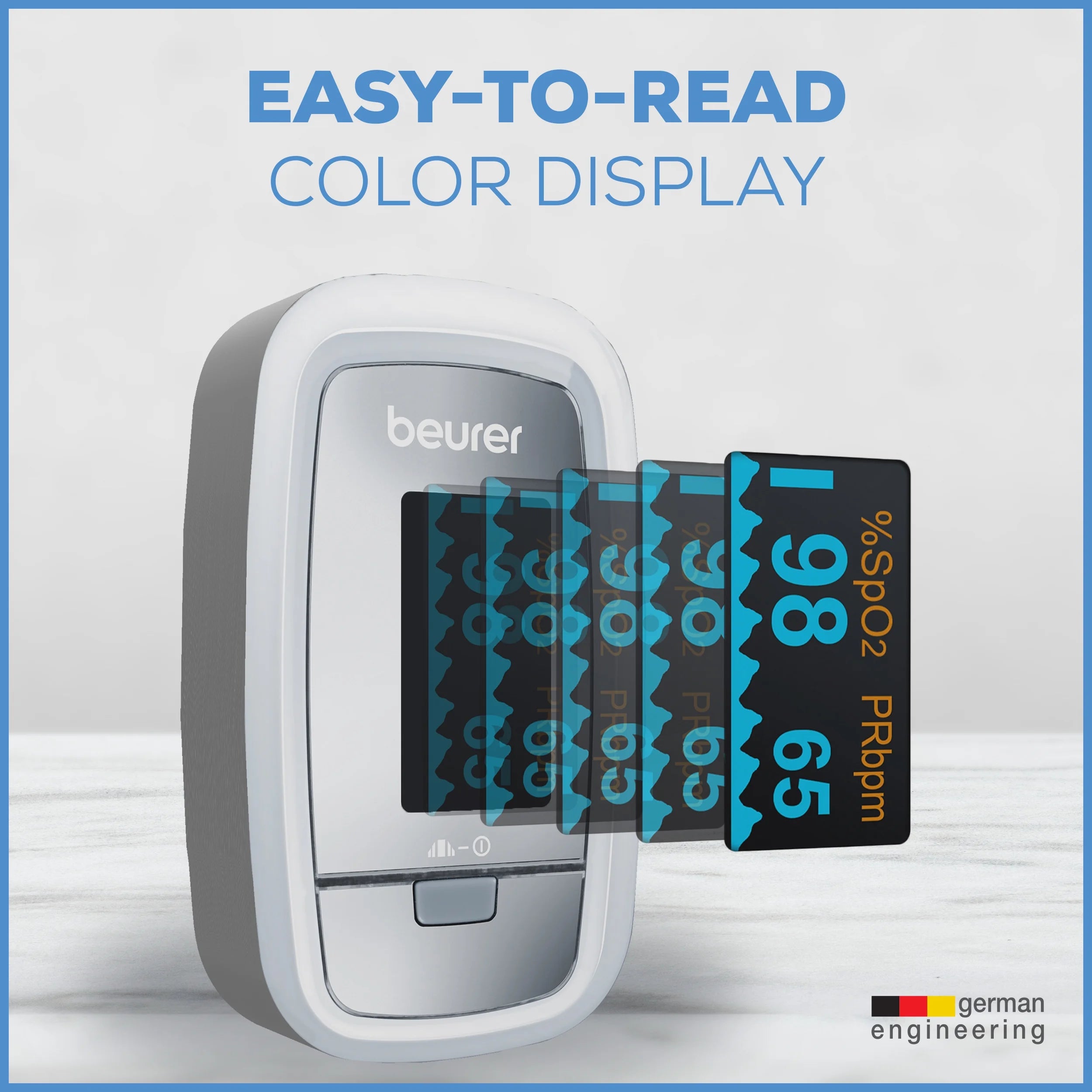 PO30 Digital Fingertip Pulse Oximeter, 2 X 1.5Volt Batteries, 1 Each