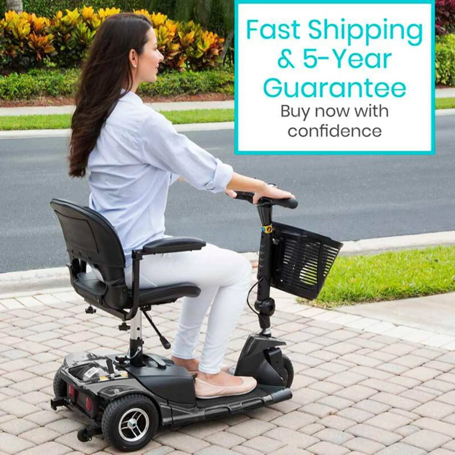 Vive 3-Wheel Mobility Scooter, Electric Powered Wheelchair for Travel - Electrical Medical Cart, Red